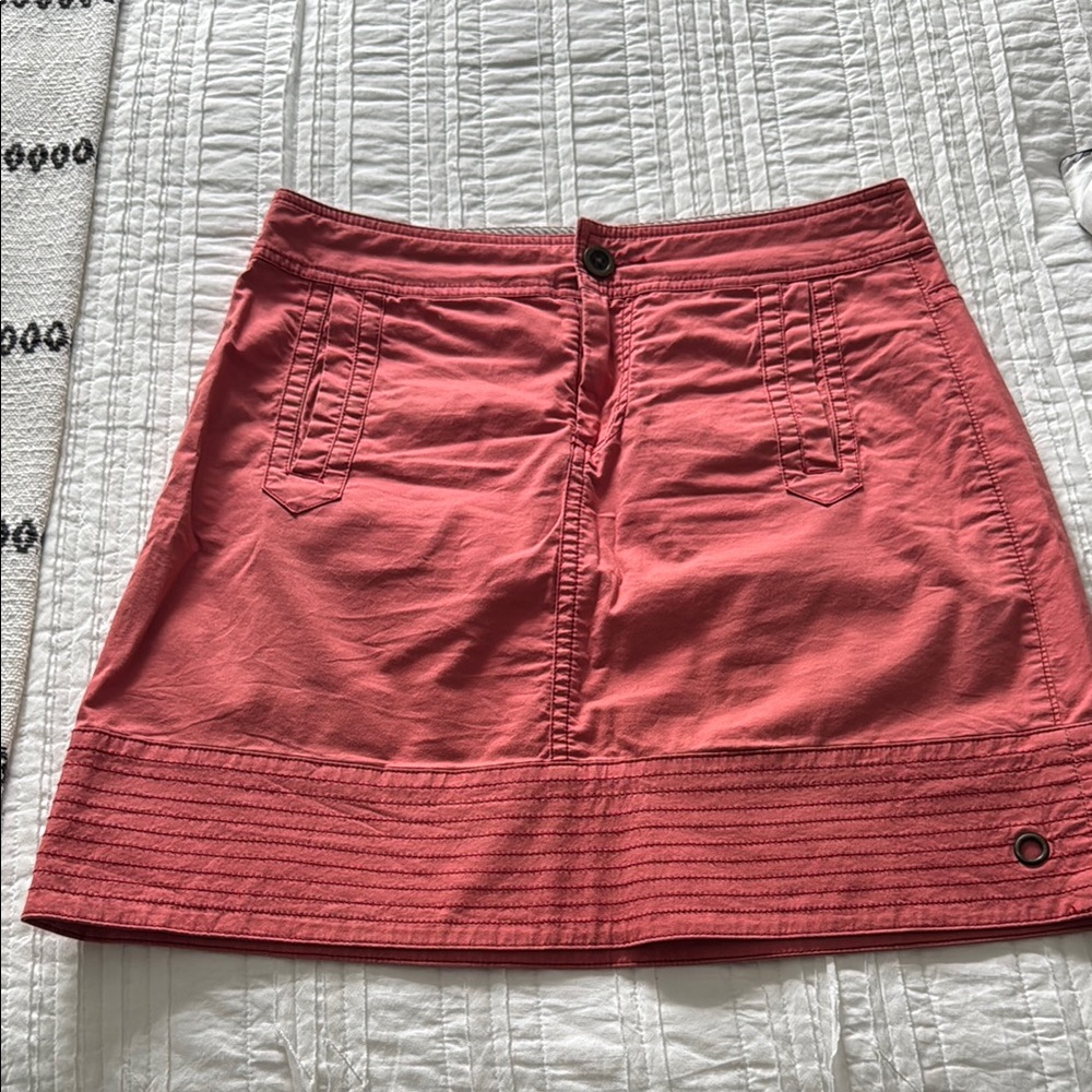 Anthropologie Coral Pink A-Line Mini Skirt for Casual Resort Wear